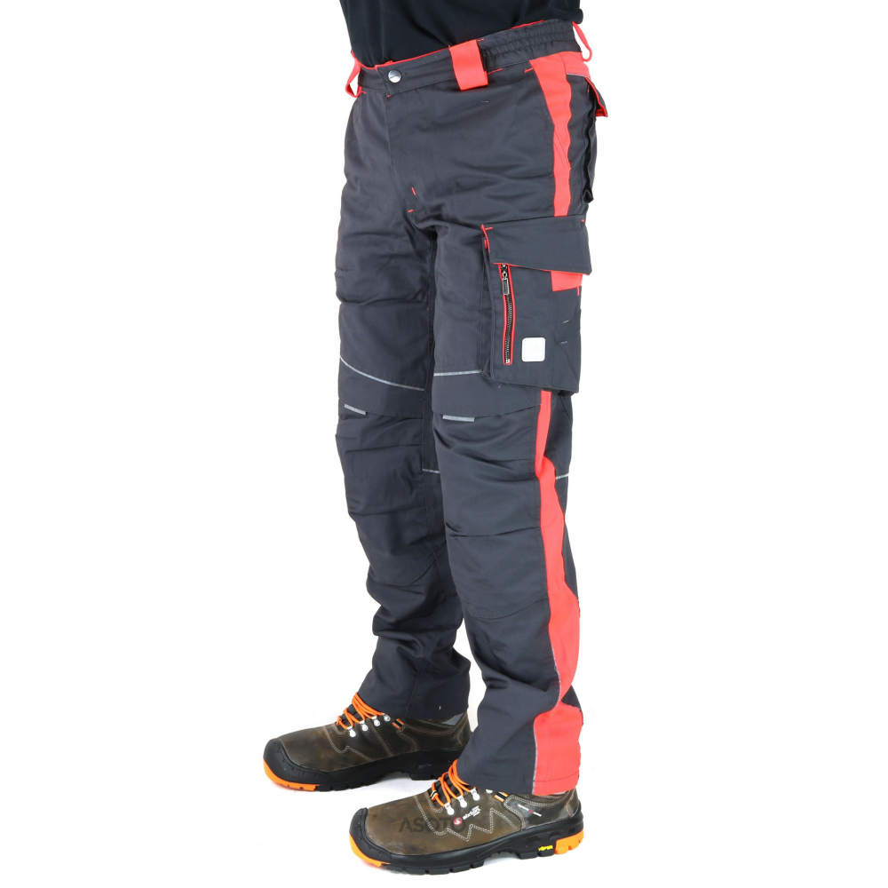 detail Ardon NEON černo-červené pánské montérkové kalhoty
