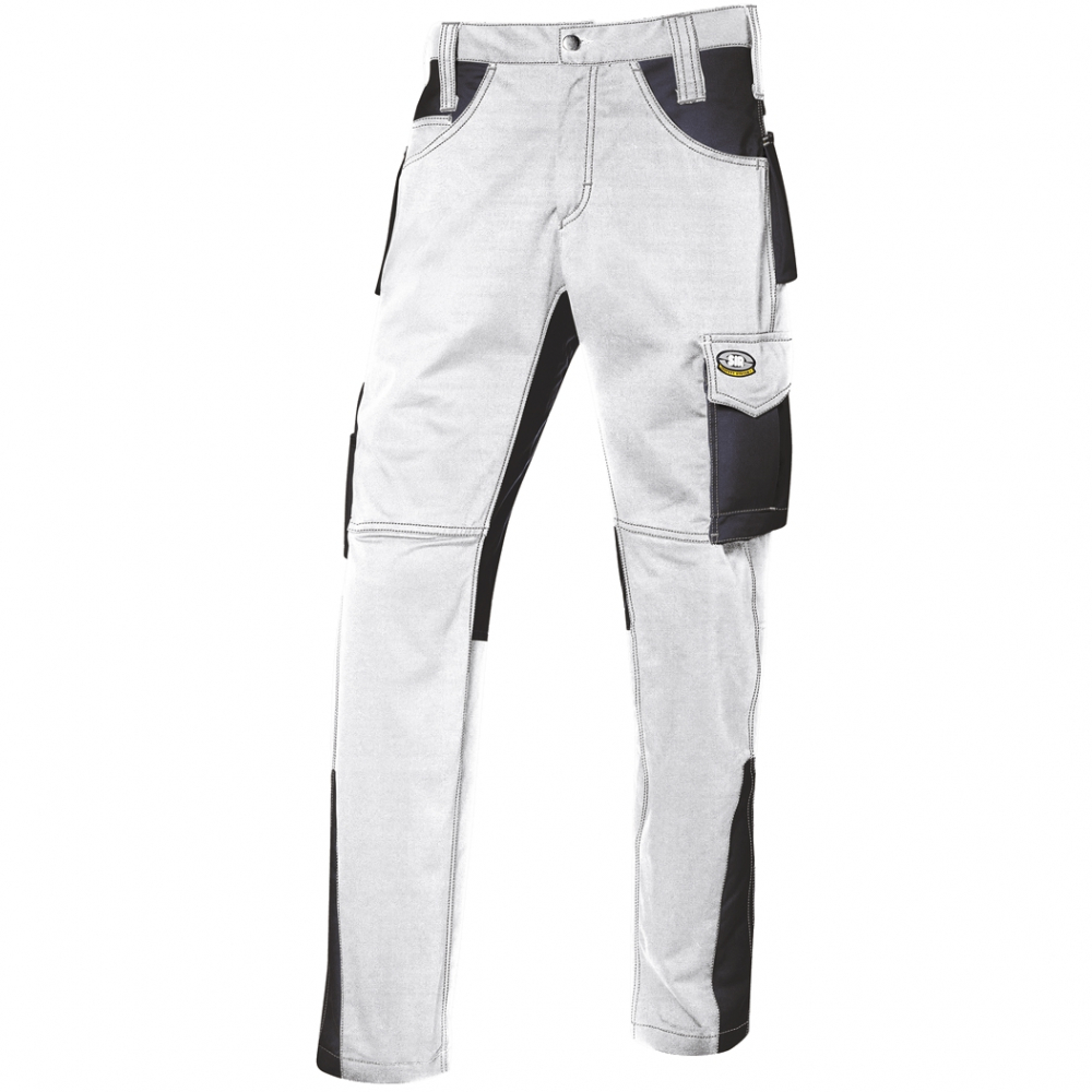 detail SIR Fusion bílé pánské pracovní kalhoty 100% BA