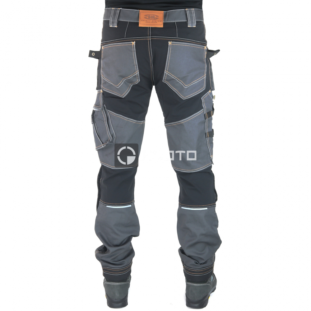 detail SIR Gemini Stretch Premium šedé pánské pracovní kalhoty