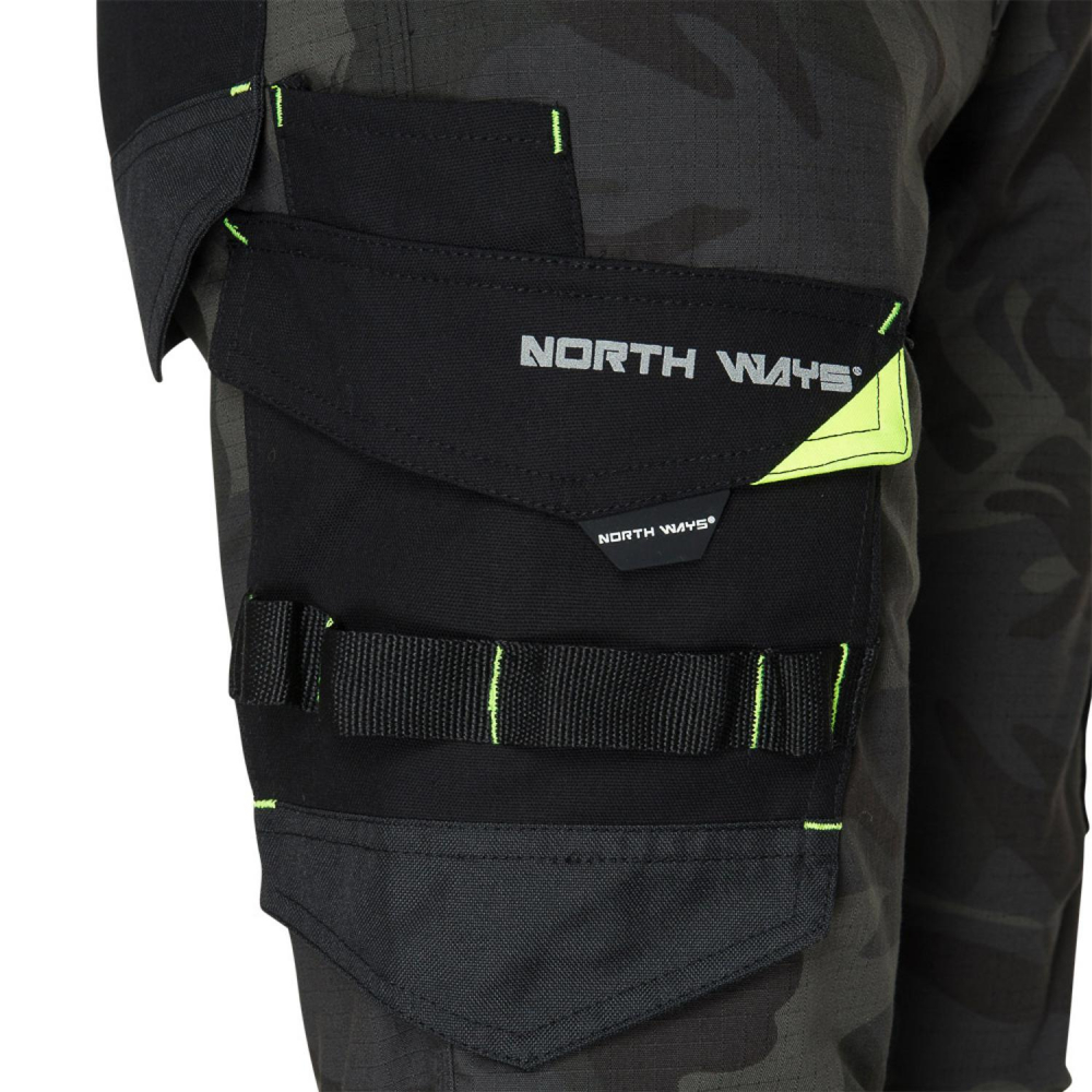 detail NORTH WAYS Mirage hnědé pánské pracovní kalhoty Premium Stretch