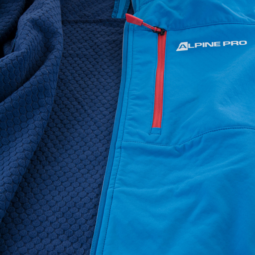 detail ALPINE PRO Deraf modrá pánská softshell bunda 8000 mm