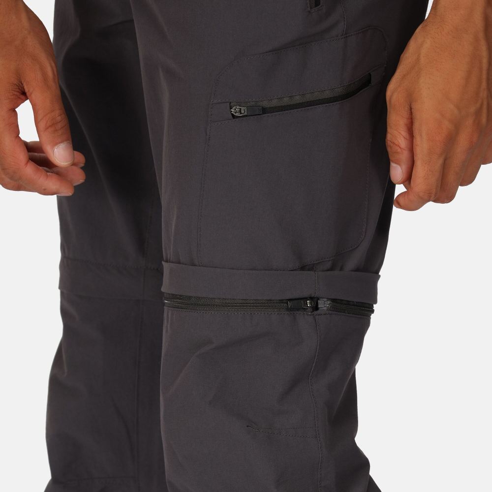 detail REGATTA Highton Z/O šedé pánské kalhoty 2v1 odepínací nohavice