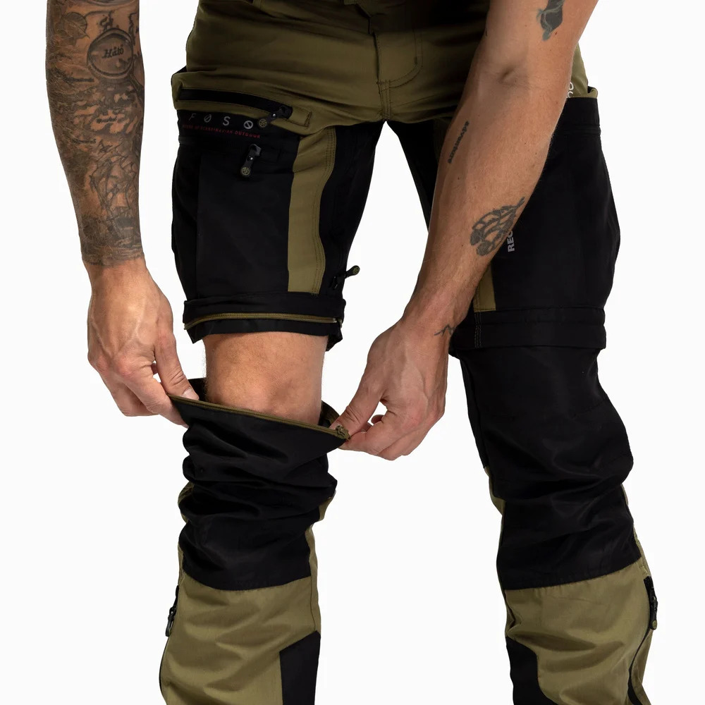 detail Beyond Nordic Sweden Zip-Off zelené pánské outdoor kalhoty 2v1 Teflon EcoElite®