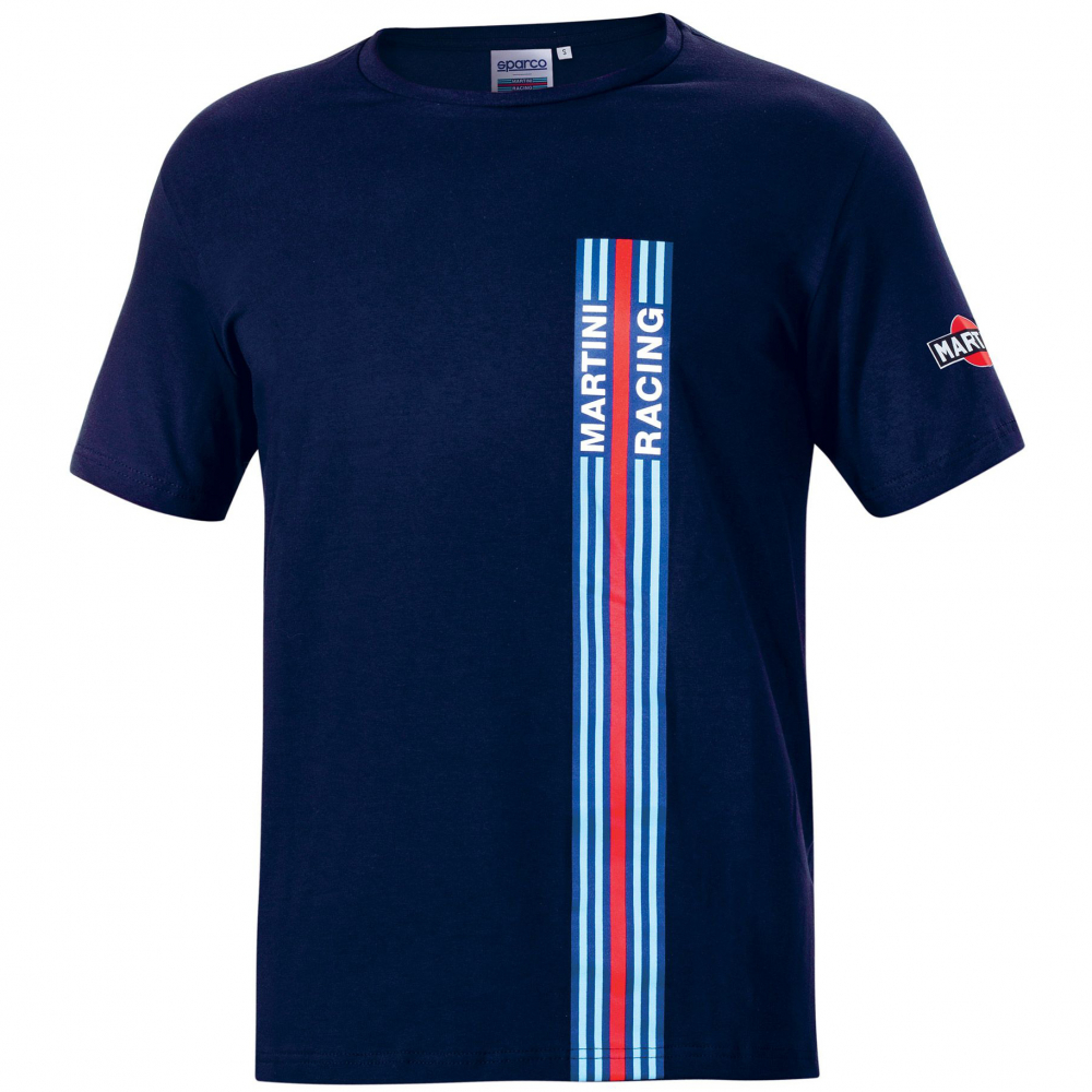 detail SPARCO Martini Racing Stripes modré pánské triko Stretch